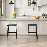 Bar Stools, 24" Set of 2 Bar Chairs, PU Leather Upholstered Breakfast Stools