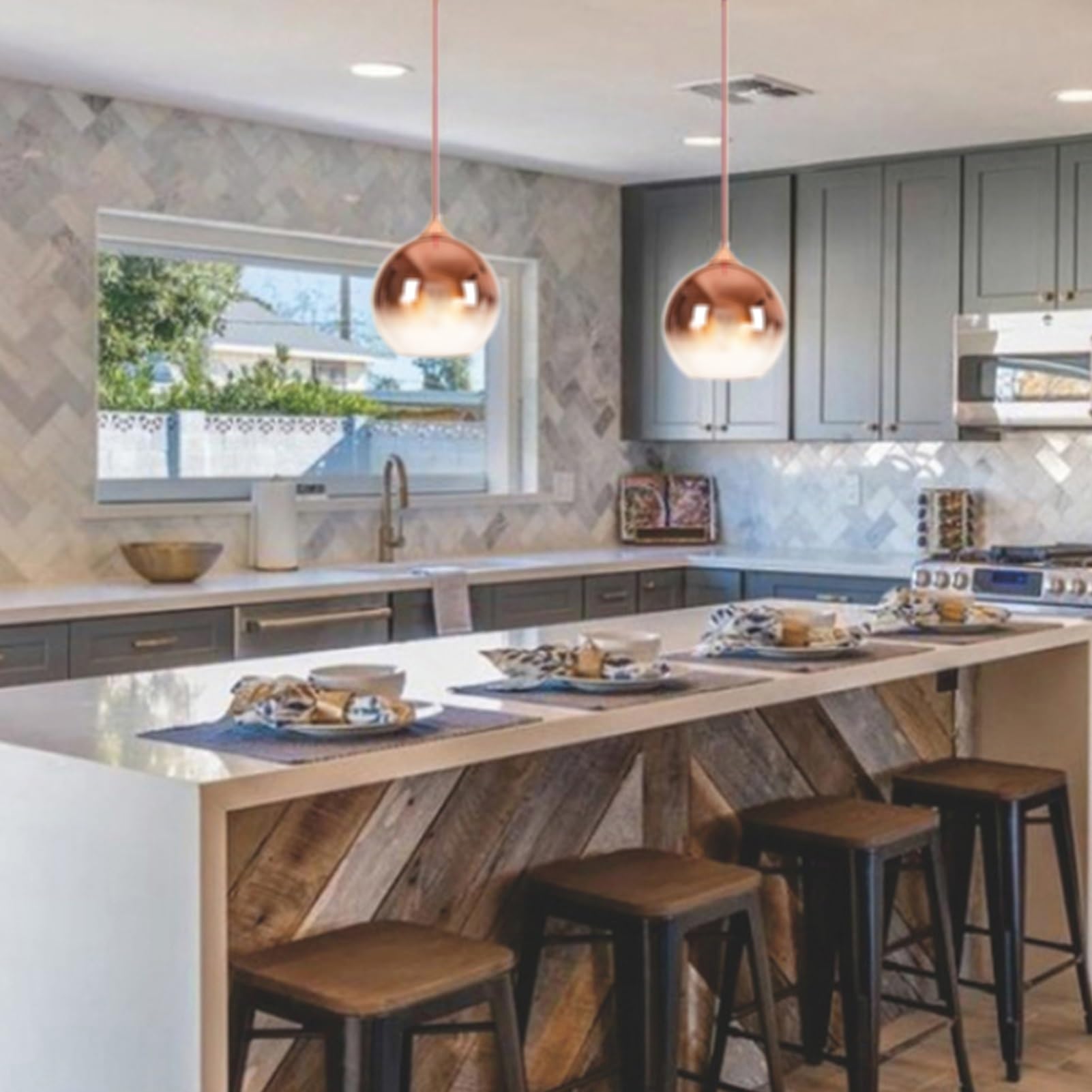 Battery Operated Pendant Light with Remote Control - Dimmable LED Ceiling Light