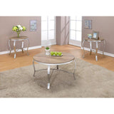 Malai 3-Piece Coffee/End Table Set in Weathered Light Oak and Chrome