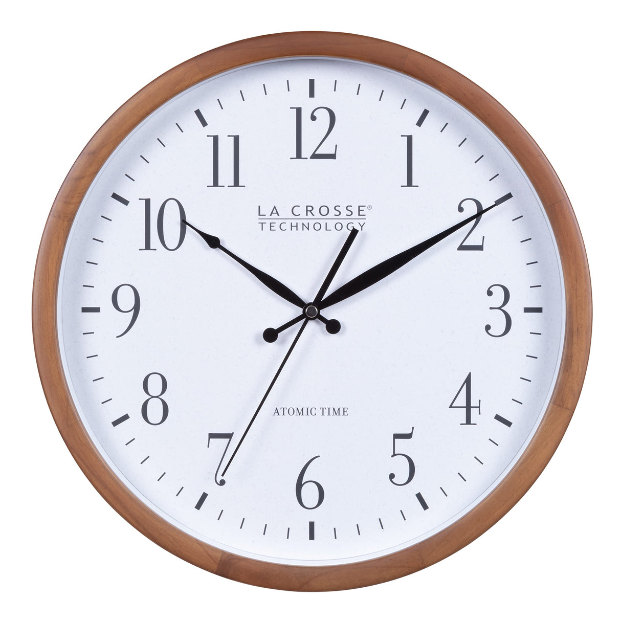 404-50447-INT 12.8" Atomic Walnut Analog Wall Clock