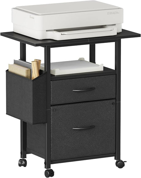 2 Drawer File Cabinet with 24'' Extended Tabletop, Mobile Filing Cabinet