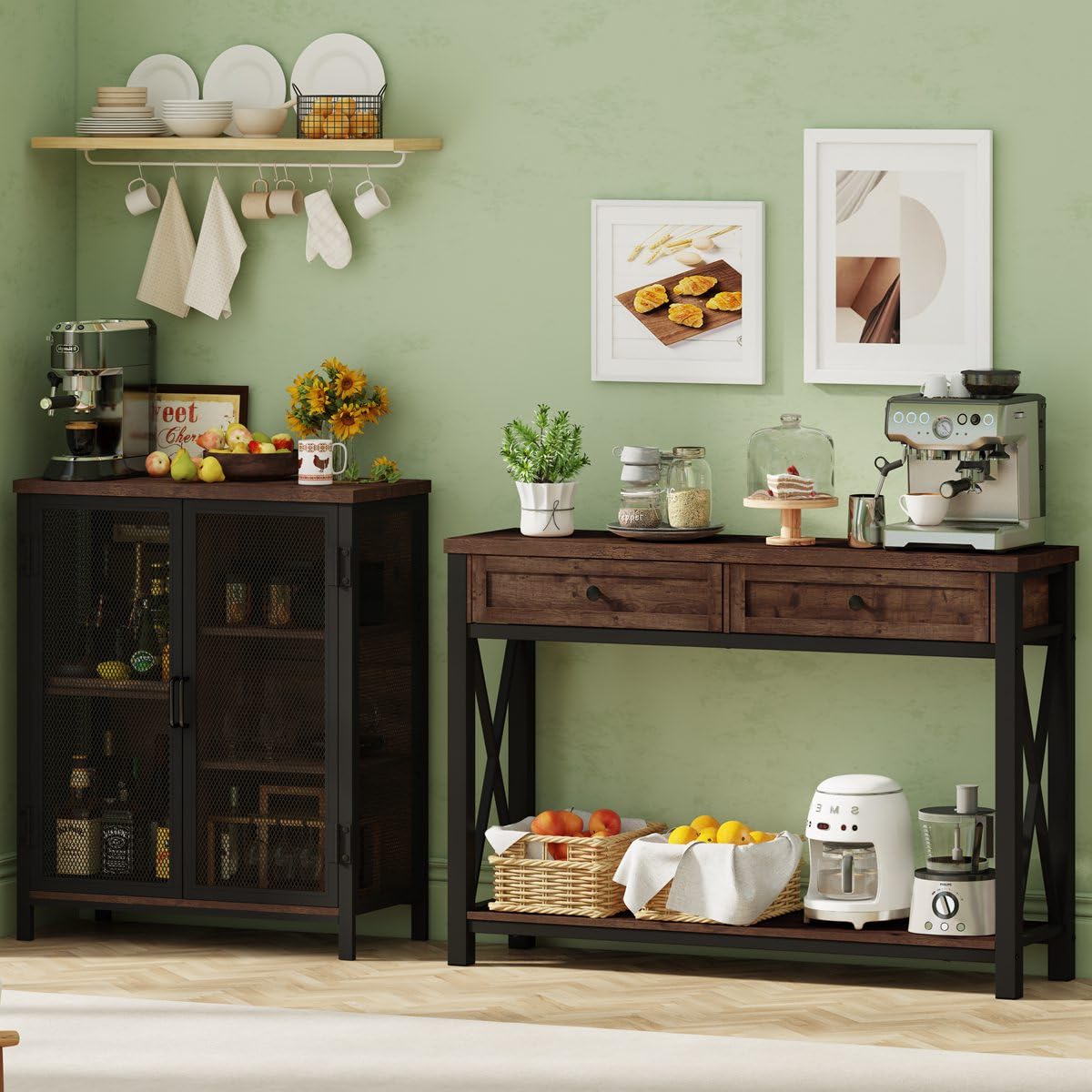 Console Table with 2 Drawers, Entryway Table with Storage, Sofa Table Behind Couch