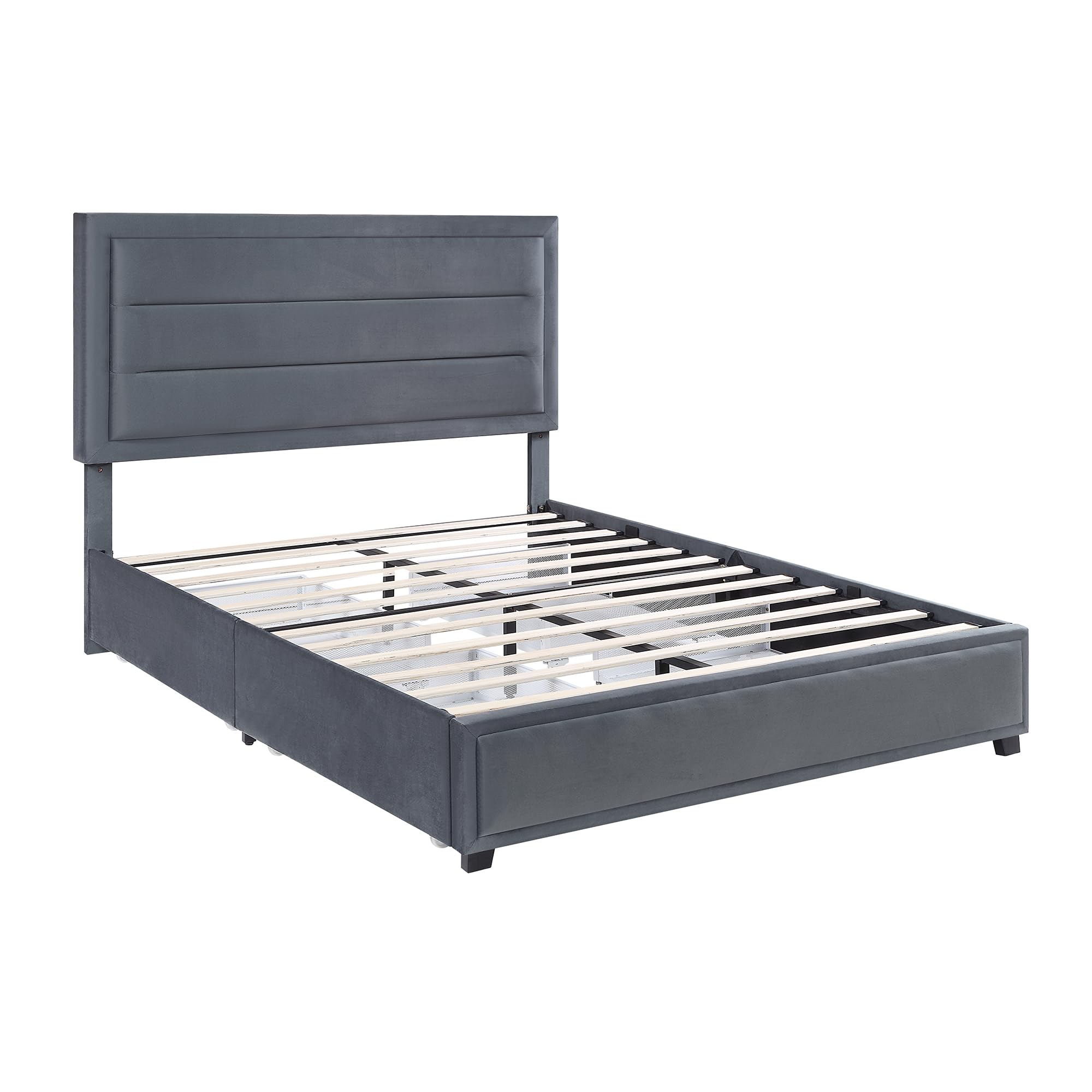 Leif Transitional Fabric Upholstered Platform Bed with Storage for Bedroom