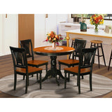 ANPL5-BLK-W 5 Piece Kitchen Set Includes a Round Dining Room Table with Pedestal and 4 Solid Wood Seat Chairs,