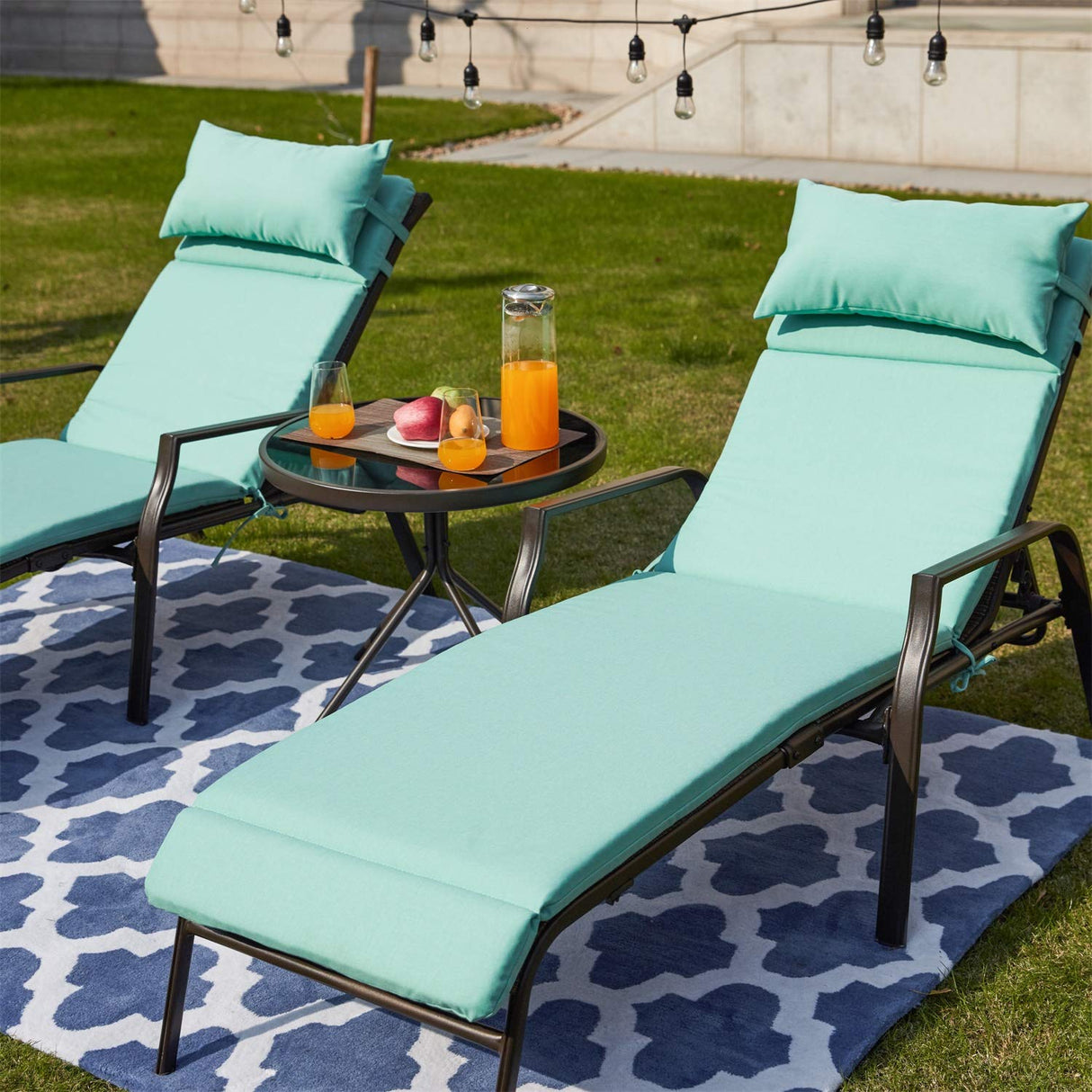Top Space Patio Lounge Chair Outdoor Chaise Chairs Portable Adjustable Metal Leisure Recliner