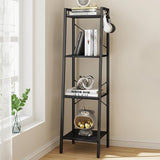 Ladder Shelf, Bookshelf Bookcase, Freestanding Corner Storage Shelve with 2 Hooks for