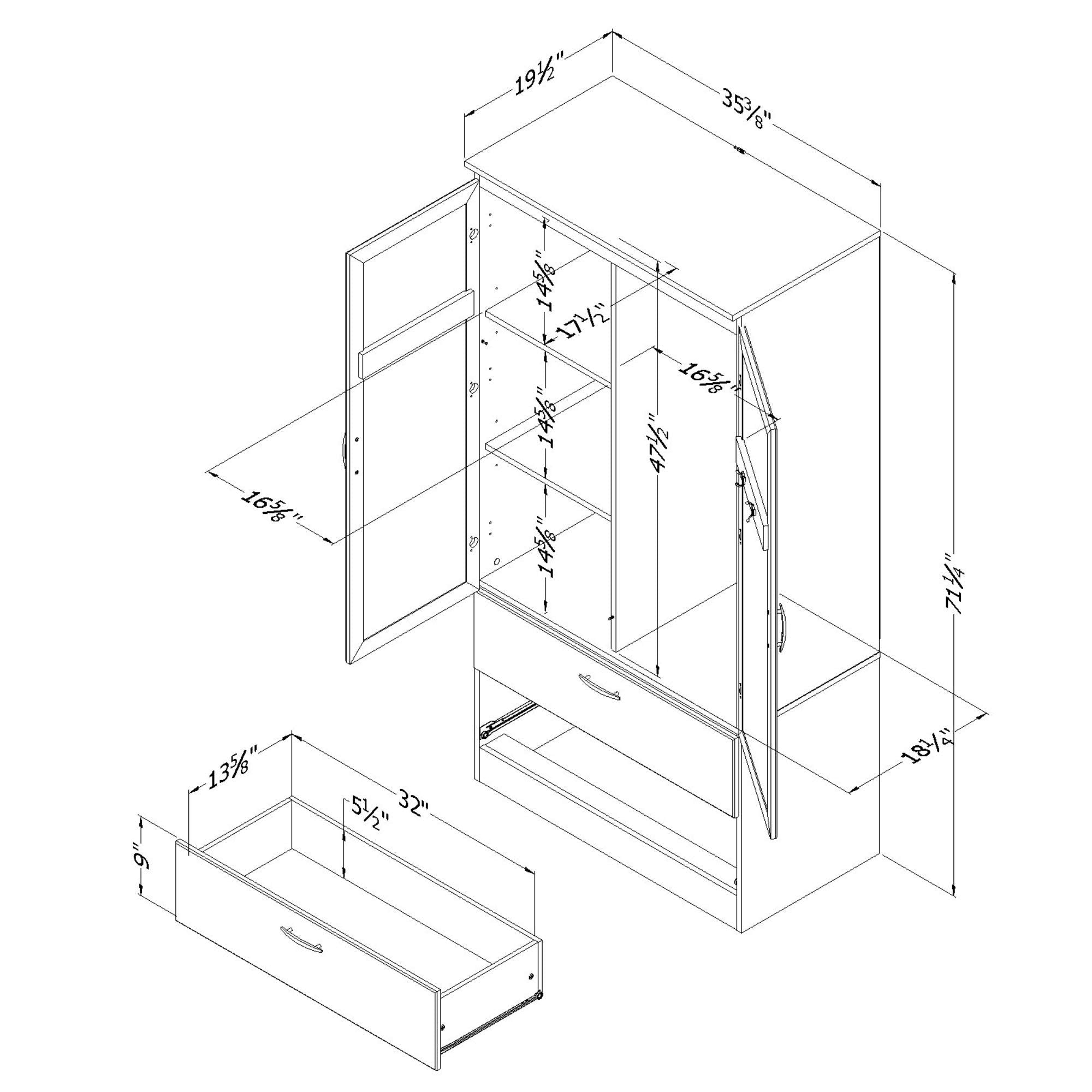 Acapella Wardrobe Armoire, Pure Black