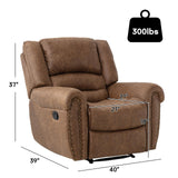 Leather Recliner Chair, Classic Breathable Manual Recliner Chair l