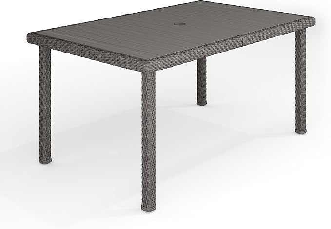 Bedford 60" Indoor-Outdoor Patio Table with Faux Wood Top and Rattan Wicker