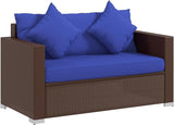 Patio Wicker Loveseat with Cushions