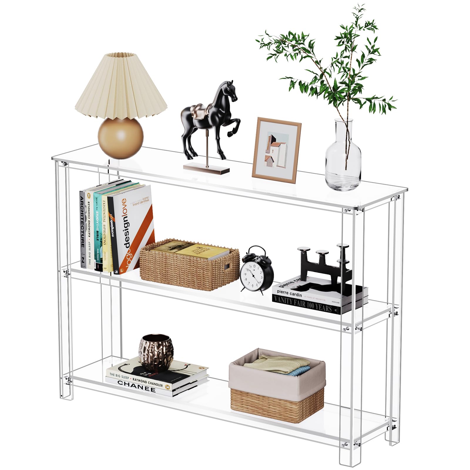 3-Tier Acrylic Console Table with Storage Shelves