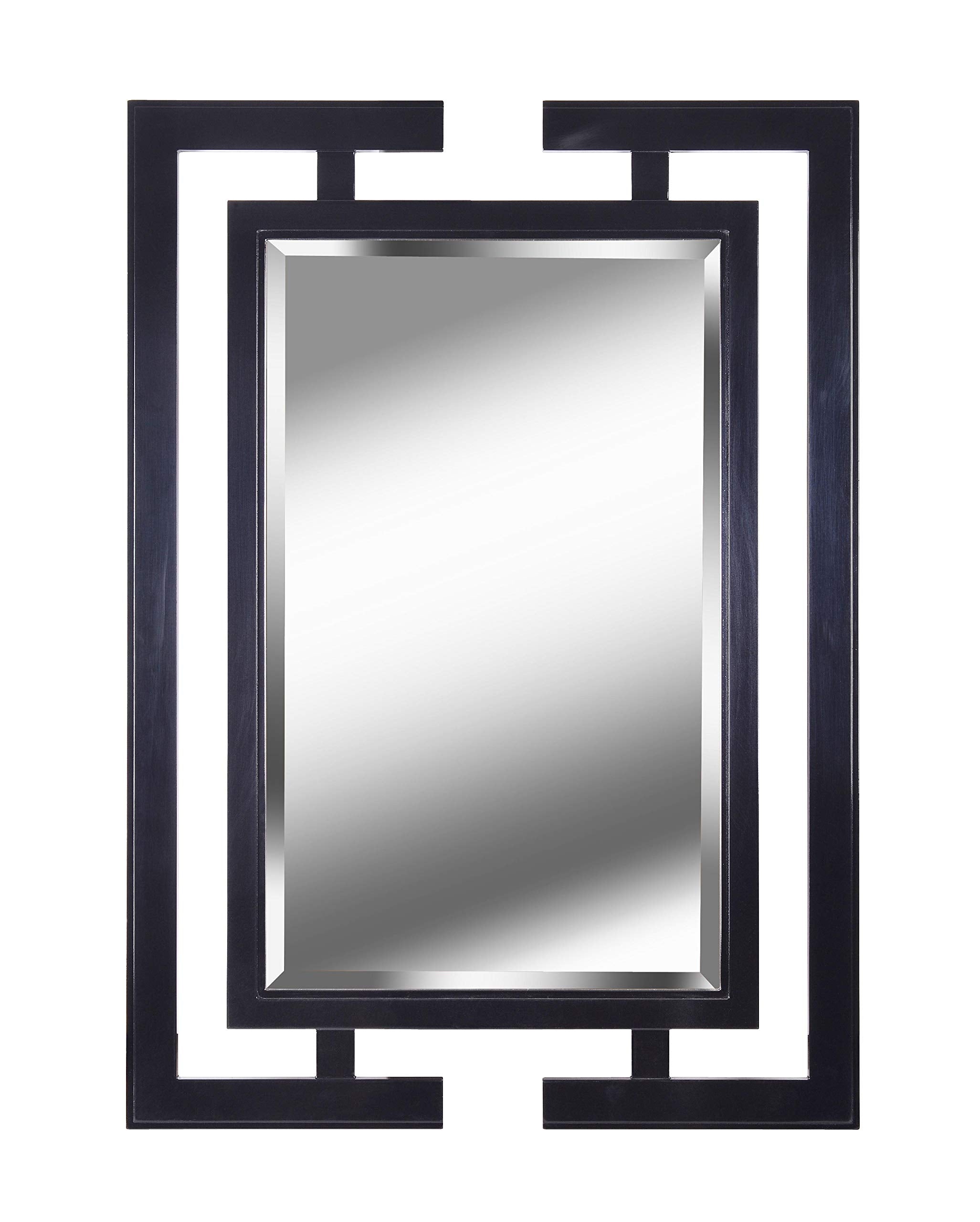 Casual Wall Mirror ,41 Inch Height, 0.75 Inch Length, 29 Inch Width with Gloss Black