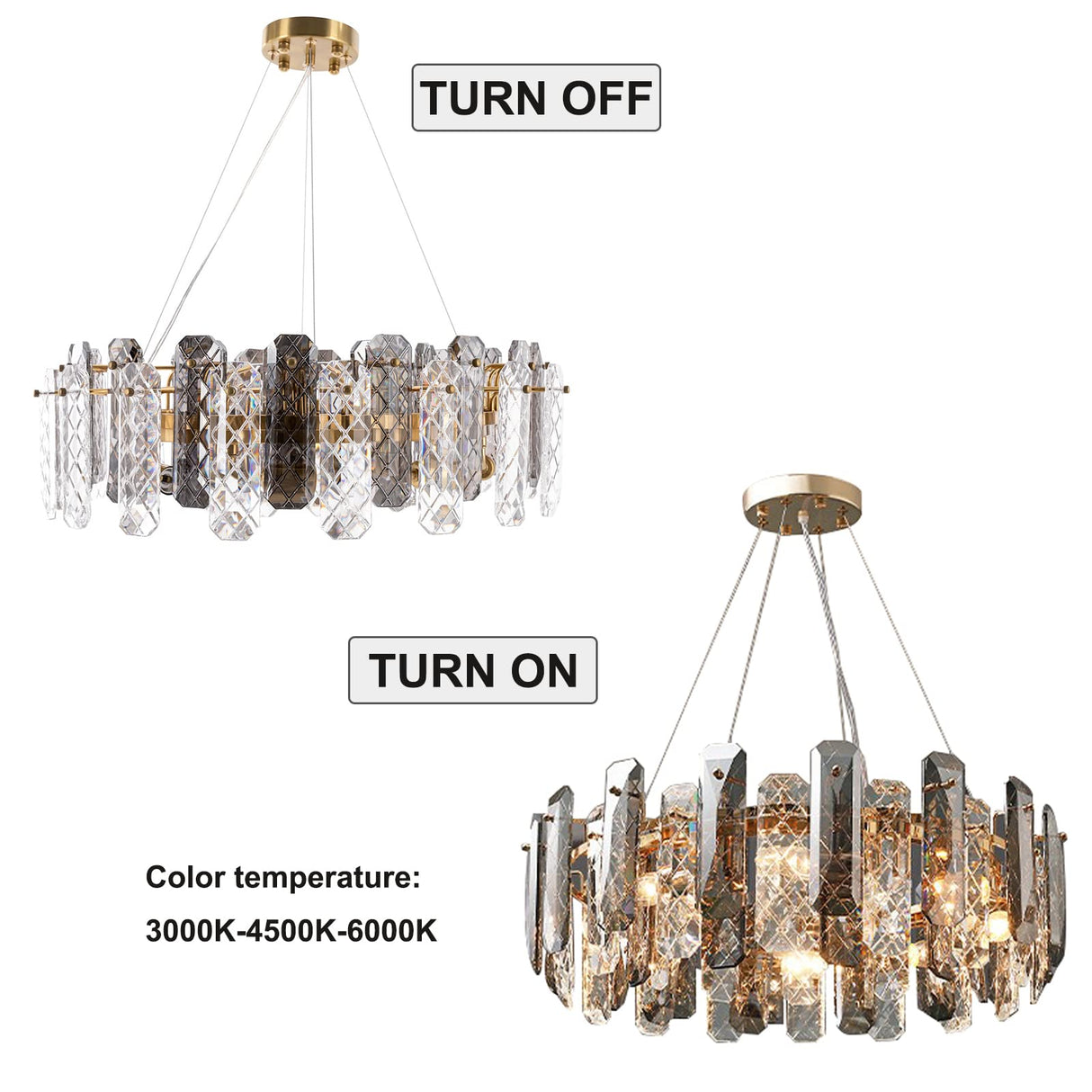 Chandeliers, Luxury 8-Light Gold Chandelier Light Fixture, Contemporary Round