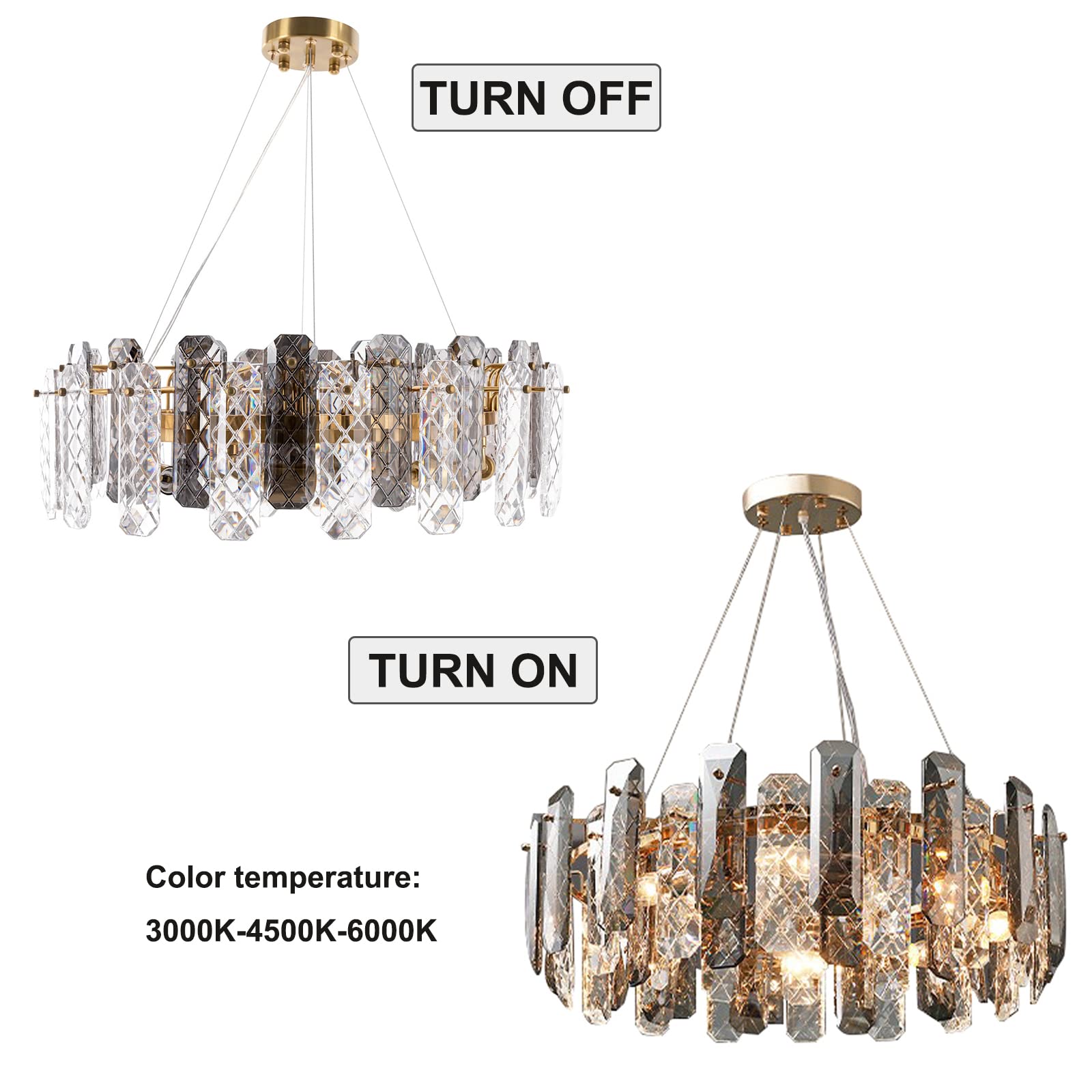 Chandeliers, Luxury 8-Light Gold Chandelier Light Fixture, Contemporary Round