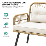 Rattan Outdoor Conversation Sofa Set for Backyard Deck with Soft Cushions