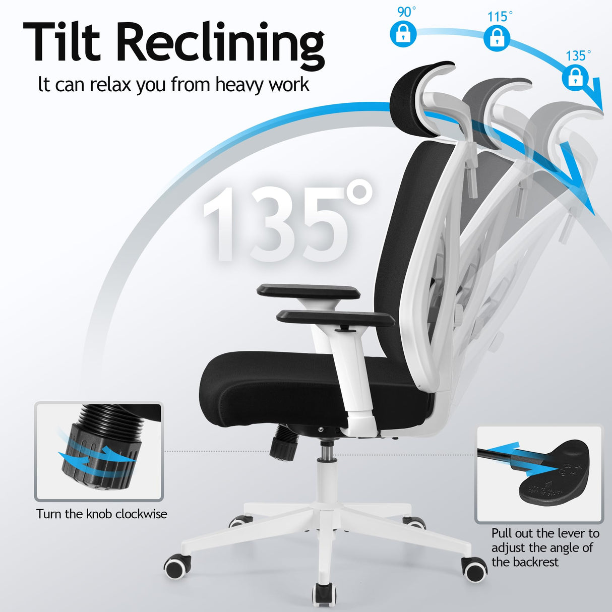 Ergonomic Office Chair, Rolling Swivel Executive Desk Chair, Breathable Mesh Gaming