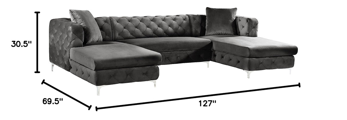 Gail Collection Modern | Contemporary Velvet Upholstered 3 Piece Sectional