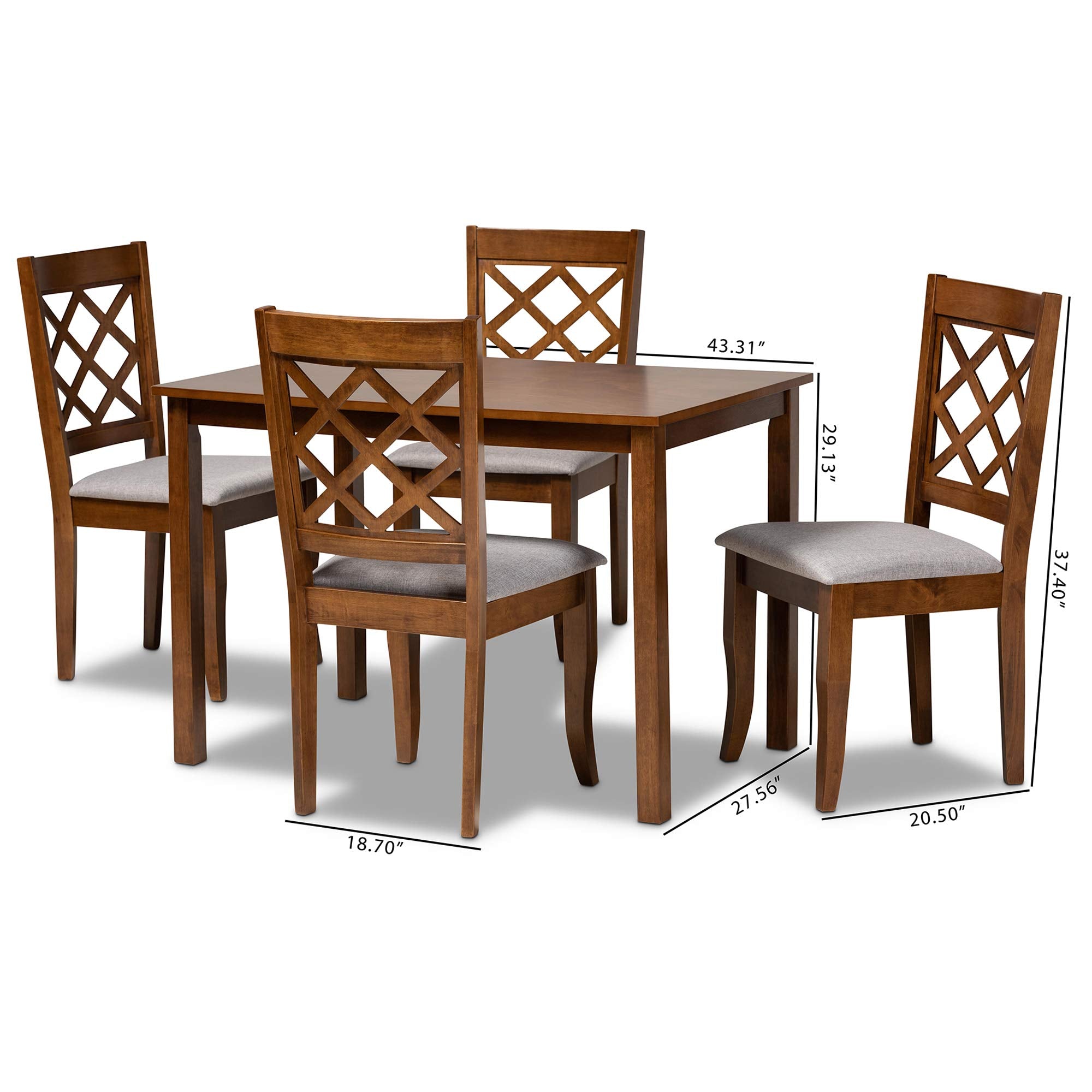 Dining Sets, Grey/Walnut
