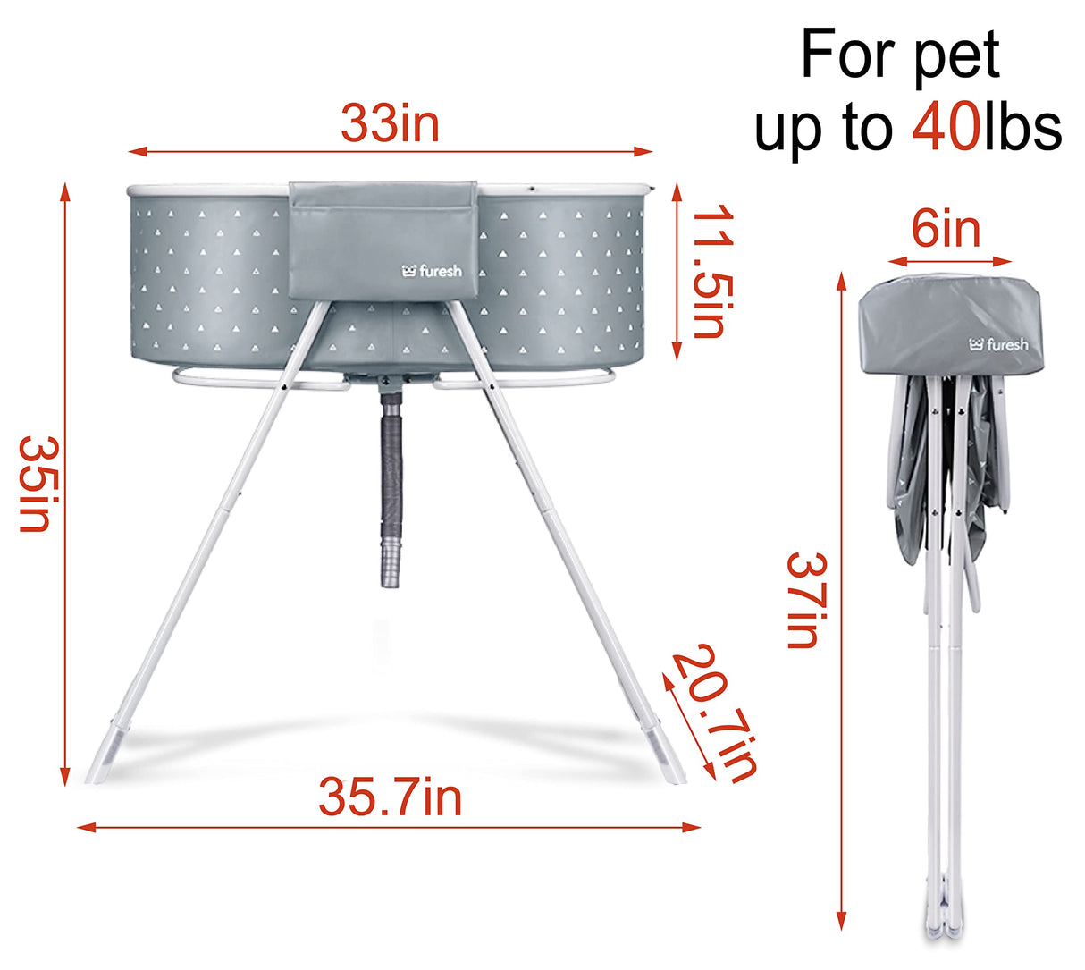 Little Dipper Elevated Dog Bath Tub - Foldable & Portable Wash Station for Small to Medium Pets
