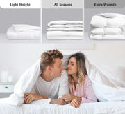 Hotel Grand White Goose Down Fiber Comforter King, Hotel Collection Hypoallergenic Goose Down Fiber Duvet Insert King, Extra Warmth Bedding Comforter for Cold Weather 65oz, 106 x 90 Inch