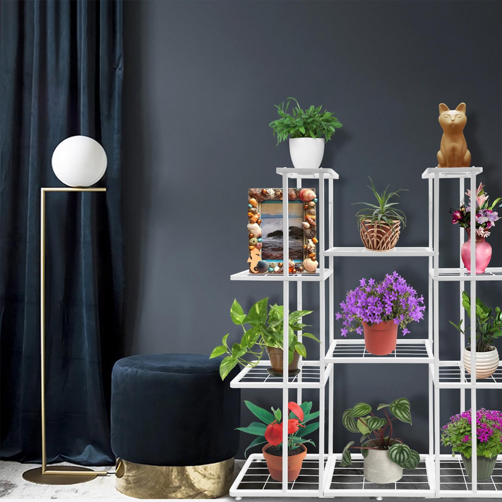 4 Tier 11 Potted Metal Large Plant Stand for Indoor Outdoor Flower Pot Display Planter Shelf