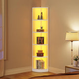 5-Tier Corner Shelf, 70.8" Tall Modern Free Standing Corner Bookshelf, 5 Shelf Display Corner Bookcase and Bookshelves,Wooden Open Storage Book Shelves for Living Room, Home Office, White