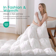 APSMILE Down Comforter Queen Size Pinch Pleat Design - 750 Fill-Power Luxurious Fluffy Duvet Insert - All-Season Medium Warmth Bed Feather Down Comforter with 8 Tabs(90"x90", Solid White)