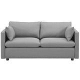 Activate Contemporary Modern Fabric Upholstered Apartment Sofa Couch In Light Gray