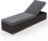 Patio Chaise Lounge Set of 2, Outdoor Rattan Lounge Chair with 6-Level Backrest