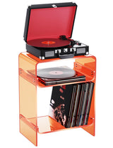 Storage Shelf, Clear Side Table Nightstand (Orange)