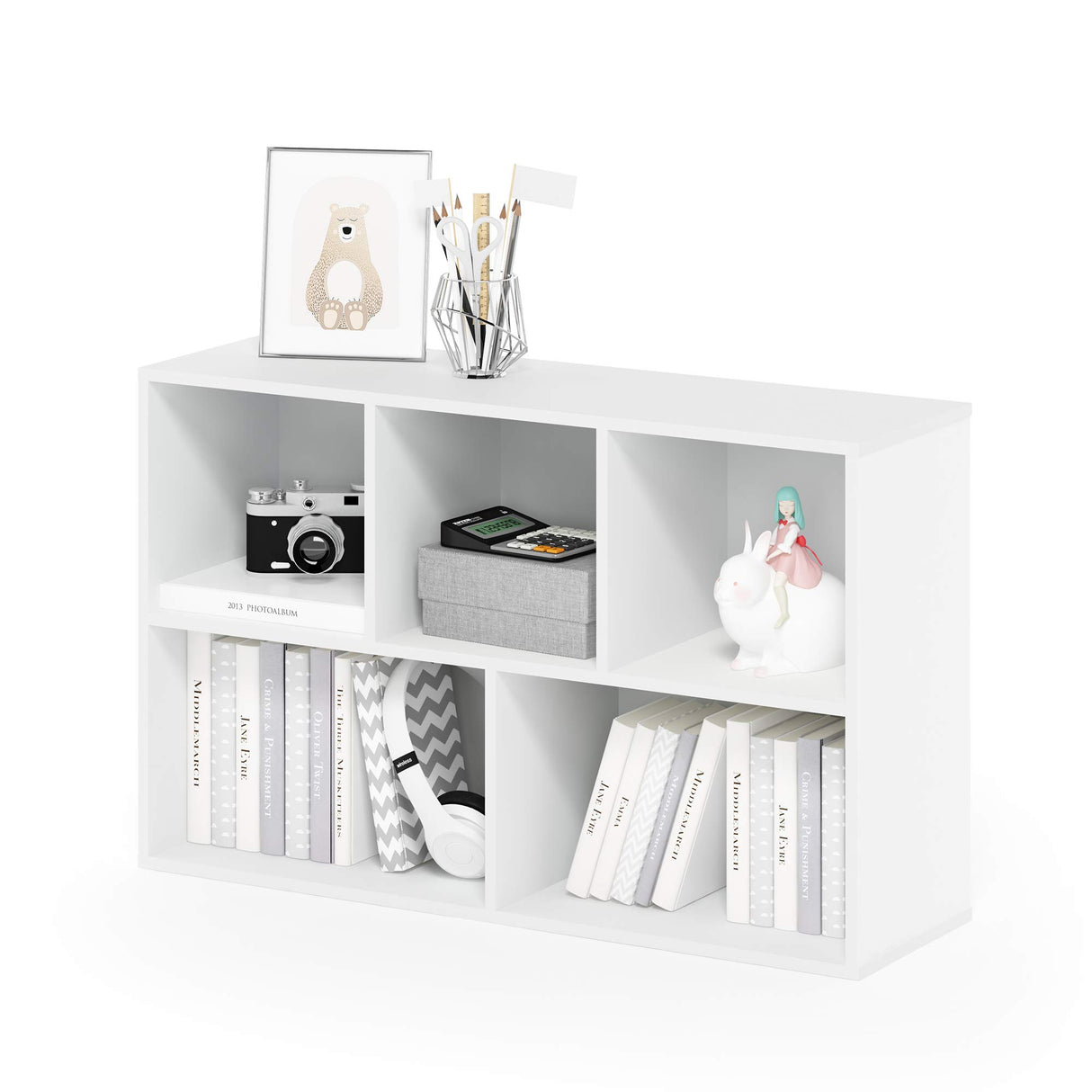 Luder Bookcase / Book / Storage , 5-Cube, White