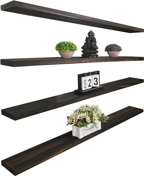 Wood Floating Shelves for Wall Decor, Rustic Wall Shelves for Bedroom Bathroom Kitchen