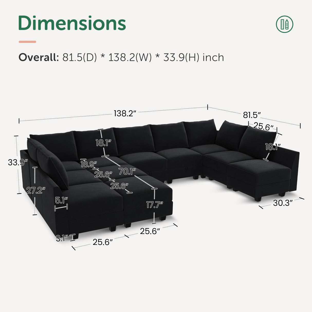 Modular Sectional Sleeper Sofa Couch with Ottoman Velvet Modular Sofa