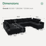 Modular Sectional Sleeper Sofa Couch with Ottoman Velvet Modular Sofa