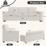 AMICLIBER 88 Inch Comfy Sofa Couch,Cloud Sofa Couch with Extra Deep Seats,Modern 3 Seater Sofa Couches,Cotton Linen Fabric Loveseat Sofas for Living Room, Dorm, Office, Apartment,Ivory White