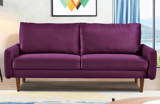 Kent Modern Velvet Sofa, Comfortable 3 Seater Couch for Living Rooms and Small Spaces