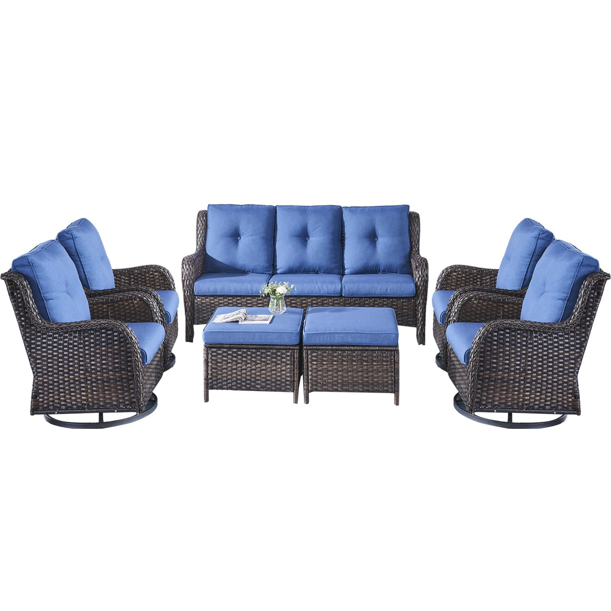 BM315923 4 Piece Outdoor Sectional Sofa, Chaise, Storage Table, Throw Pillows
