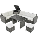 Outdoor Sofa Set Rattan Outdoor Conversation Set 6 Piece 6 PCS Rattan Beige 2 Loveseat