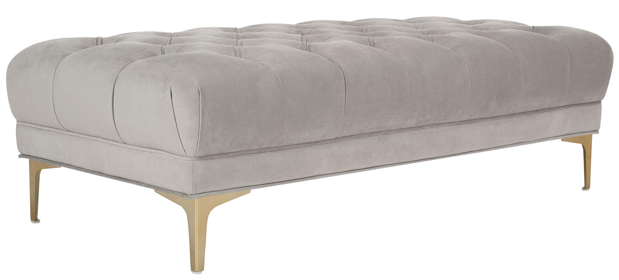 Home Zarya 54-inch Glam Grey Velvet and Brass Tufted Rectangular