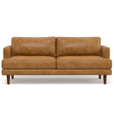 Livingston Mid-Century Modern 76 Inch Wide Sofa in Sienna Full Grain Leather, Pure