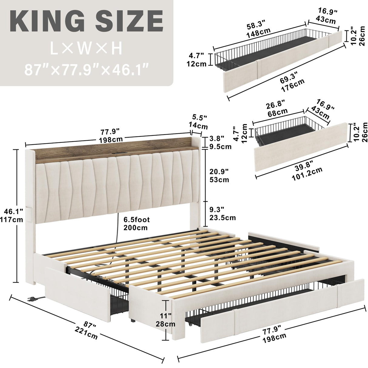 Storage Headboard and Charging Station