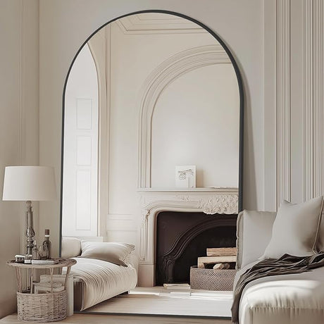 Arched Full Length Mirror, 44"x72" Oversized Floor Mirror Freestanding, Large Full Body