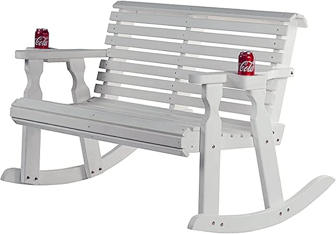 Heavy Duty 800 Lb Roll Back Pressure Treated Double Rocker with Cupholders (Unfinished)