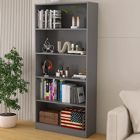 Bookshelves and Bookcases Floor Standing tall bookcase 5 Tier Display