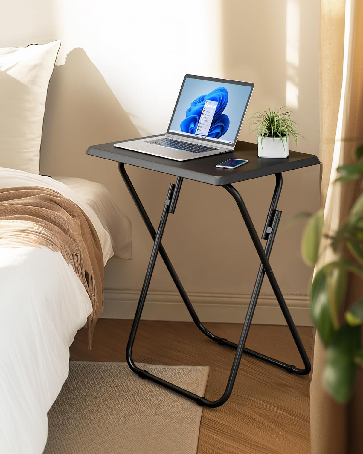 Folding TV Tray Table -Stable Tray Table with No Assembly Required