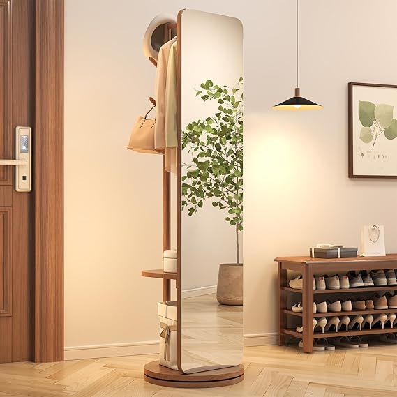 70x19 Full Length Floor Mirror with Stand - Solid Wood Swivel Mirror