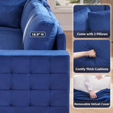 mestyl Convertible Pull Out Sleeper Sofa Bed with Storage Chaise, Oversized U Shaped Sectional Couch Bed with 2 Pillows, Comfy Large L Shaped Pullout Couches Bed for Living Room, Velvet, Blue, MT002