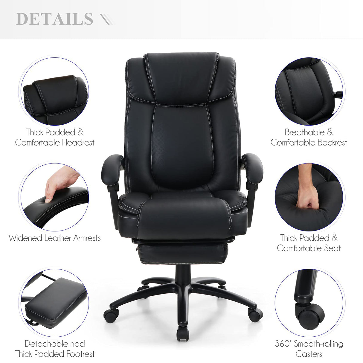 Office Chair Executive High Back Chiar Massage Computer Desk Task Ergonomic Chair