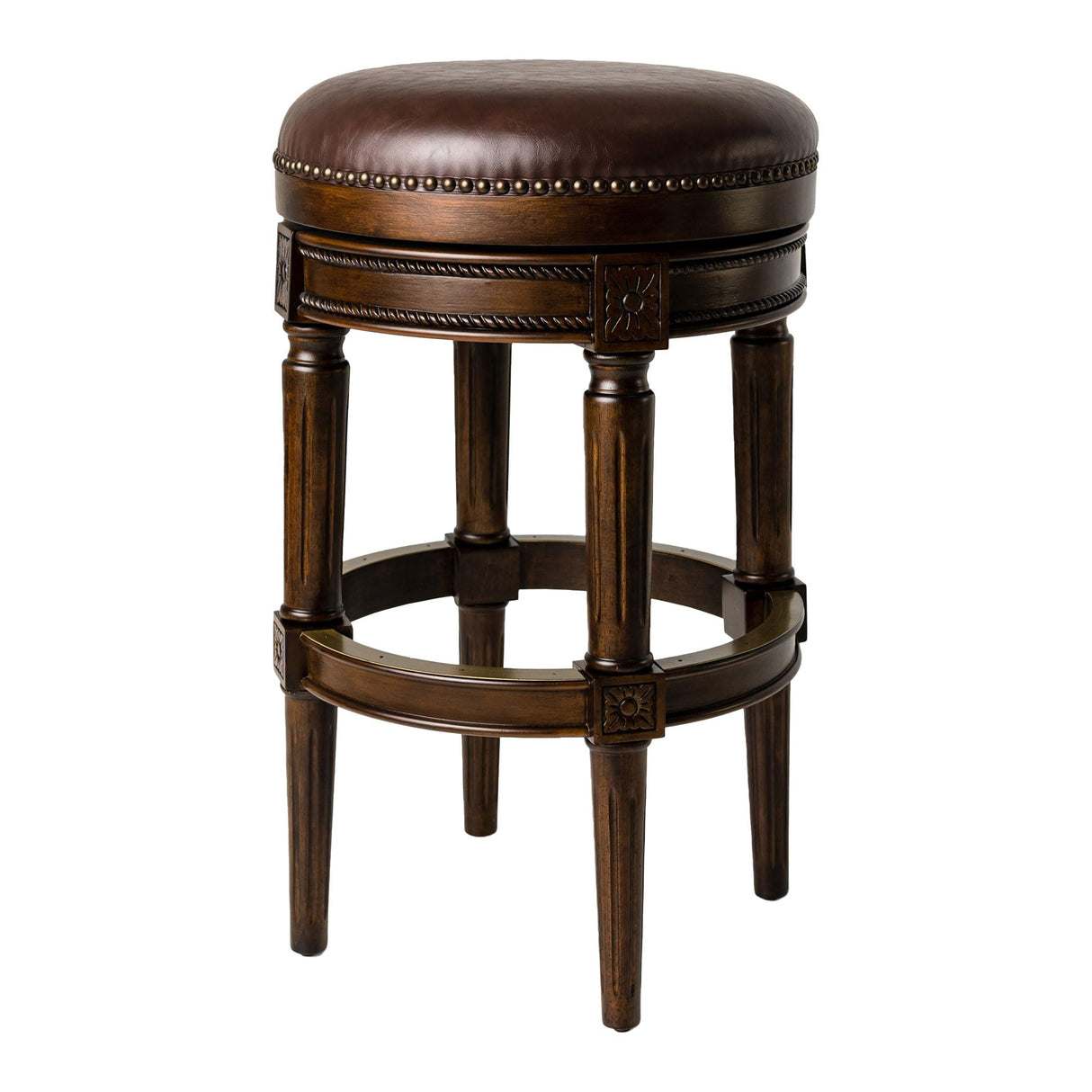 Pullman 31 Inch Tall Bar Height Upholstered Backless Barstool in Dark Walnut Finish