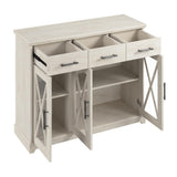 Lennox 46W Farmhouse Sideboard Buffet Cabinet with Drawers in Linen